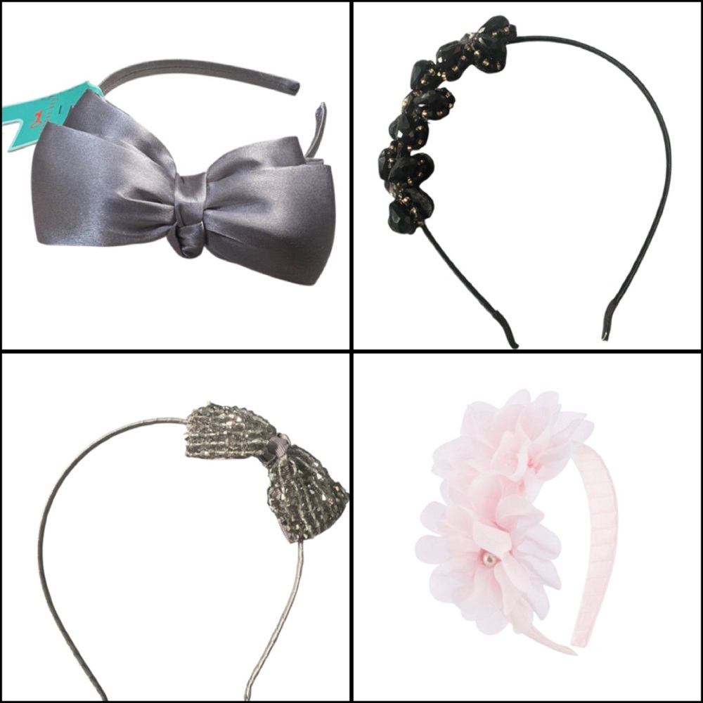 Chic Kids Silver, Black, and Pink Headband Set